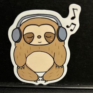 SLEEPING SLOTH LISTENING TO MUSIC STICKER